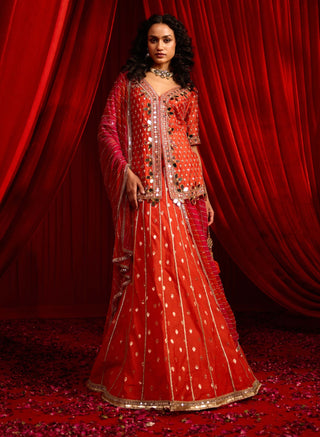 Rust narangi anvaya lehenga set