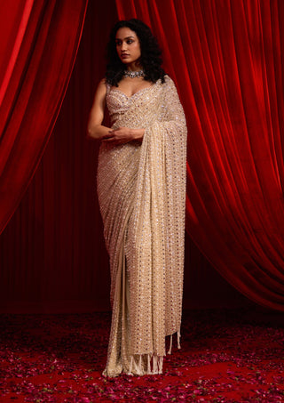 Bright golden anvaya nakashi sari and blouse