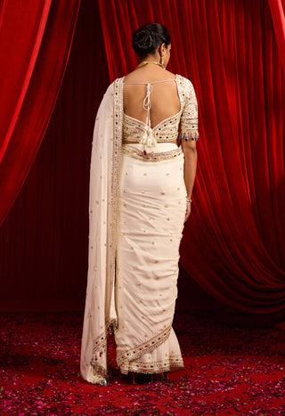 Ivory sanyoga sari and blouse