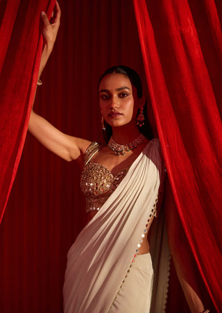 Sage green iktar sari and blouse