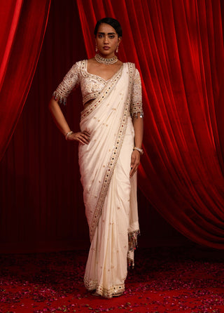 Ivory sanyoga sari and blouse