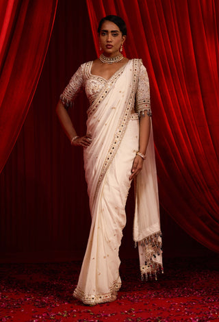 Ivory sanyoga sari and blouse