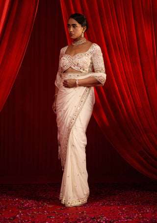 Ivory sanyoga sari and blouse
