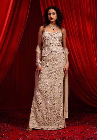 Gray jhilmil iktar lehenga set