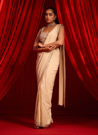 Golden sunheri anvaya sari and cape set