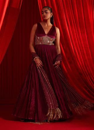 Wine dhomal anvaya anarkali and dupatta
