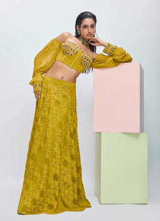 Savannah Embroidered Blouse And Skirt by Nirmooha available on Indiaspopup.com