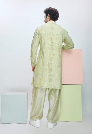 Cool Matcha Kurta And Pants by Nirmooha Men available on Indiaspopup.com