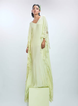 Cool Matcha Lace Kaftan by Nirmooha available on Indiaspopup.com