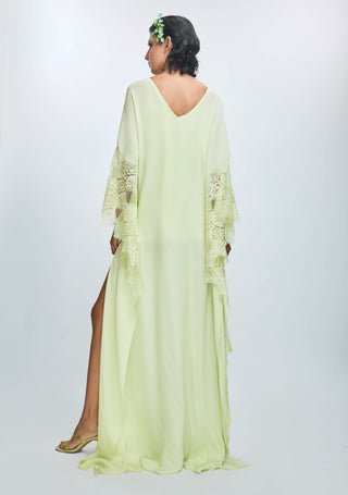 Cool Matcha Lace Kaftan by Nirmooha available on Indiaspopup.com