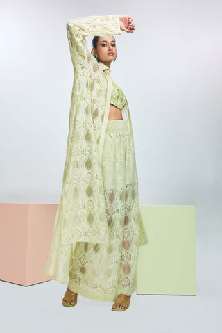 Cool Matcha Shrug And Pant Set by Nirmooha available on Indiaspopup.com