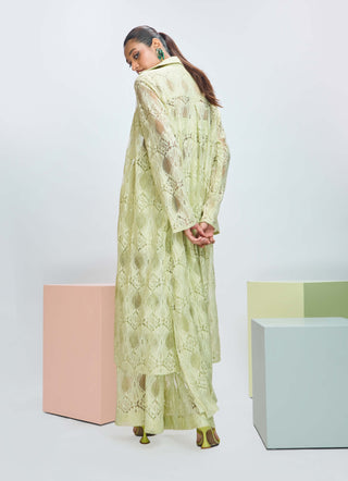 Cool Matcha Shrug And Pant Set by Nirmooha available on Indiaspopup.com