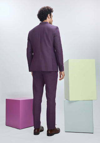 Deep Plum Blazer And Pants by Nirmooha Men available on Indiaspopup.com