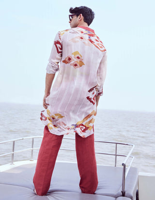 Rust Patola Printed Kurta And Pants by Nirmooha Men available on Indiaspopup.com