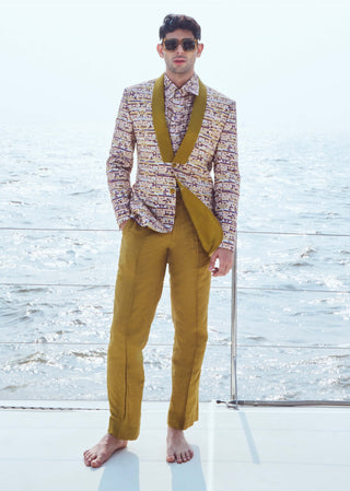 Savannah Sequin Printed Blazer And Pants by Nirmooha Men available on Indiaspopup.com