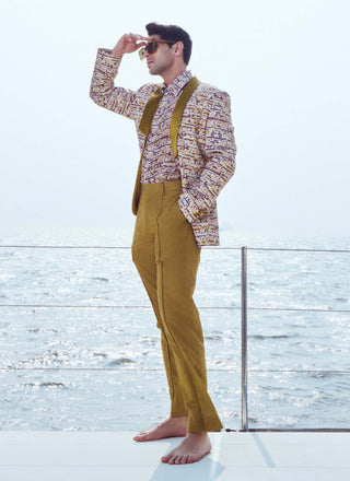 Savannah Sequin Printed Blazer And Pants by Nirmooha Men available on Indiaspopup.com