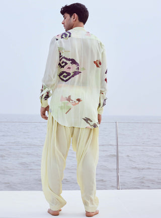 Matcha Green Kurta Shirt And Patiala by Nirmooha Men available on Indiaspopup.com