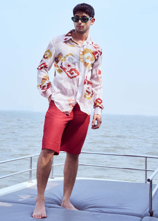 Peach Fuzz Printed Shirt And Shorts by Nirmooha Men available on Indiaspopup.com