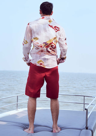 Peach Fuzz Printed Shirt And Shorts by Nirmooha Men available on Indiaspopup.com