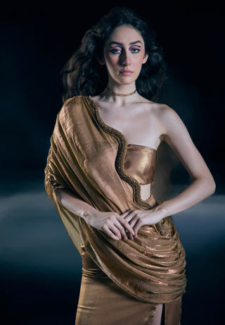 Solara tube, slit skirt with draped dupatta