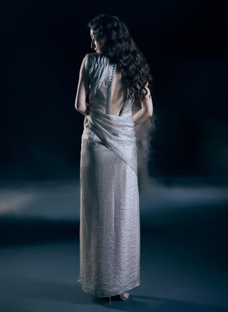 Lumina duotone pre-draped sari gown