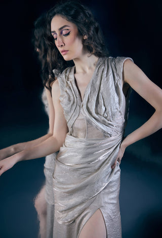 Lumina duotone pre-draped sari gown