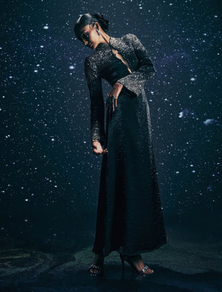 Hecate eclipse black snake-embellished gown