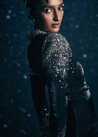 Hecate eclipse black snake-embellished gown