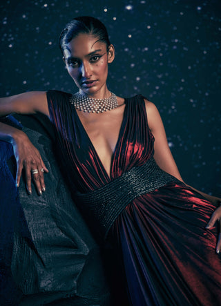 Hestia flame red duotone gown