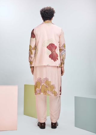 Peach Fuzz Bundi And Kurta Set by Nirmooha Men available on Indiaspopup.com