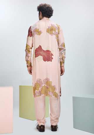 Peach Fuzz Bundi And Kurta Set by Nirmooha Men available on Indiaspopup.com