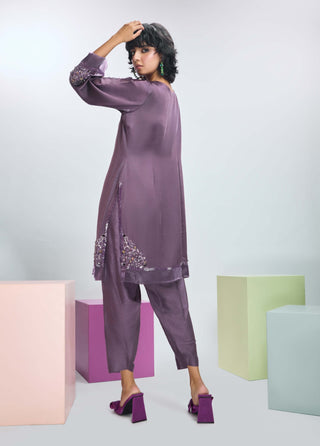 Deep Plum Embroidered Kurta And Pants by Nirmooha available on Indiaspopup.com