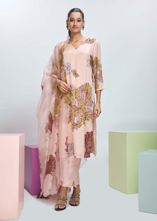 Peach Fuzz Printed Kurta Set by Nirmooha available on Indiaspopup.com