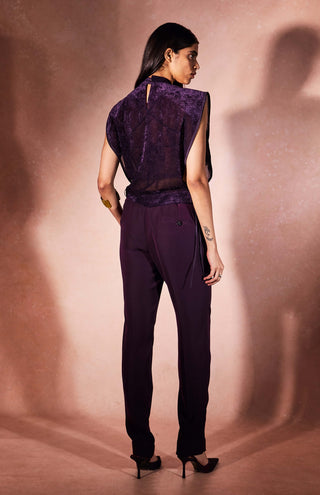 Sheer gold plum top with pant set