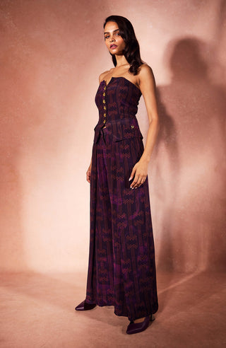 Plum monogram corset and pants