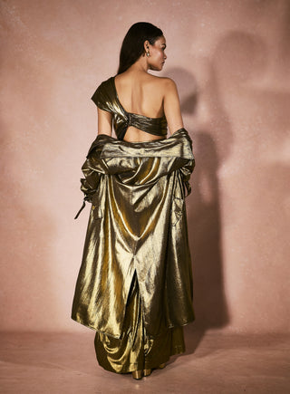 Gold alchemy trench coat and pant set