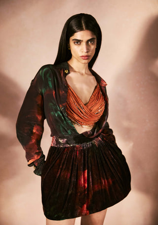 Aurora flame multicolor top and skirt set