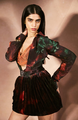 Aurora flame multicolor top and skirt set