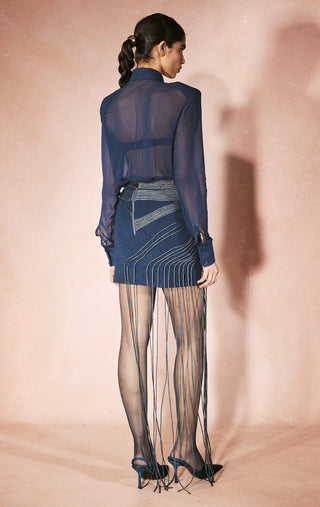 Sheer midnight shirt and skirt