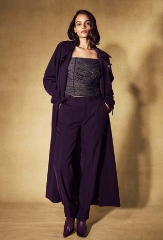 Eclipse plum trench coat and pants