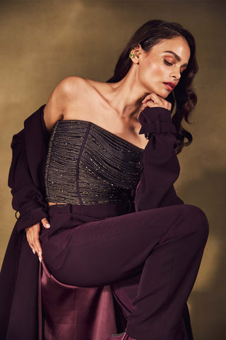 Eclipse plum trench coat and pants