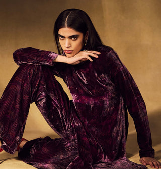 Aurora plum monogram tunic with pants