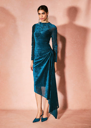 Midnight drape velvet dress