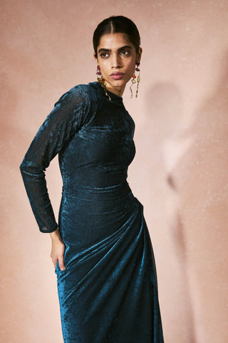 Midnight drape velvet dress