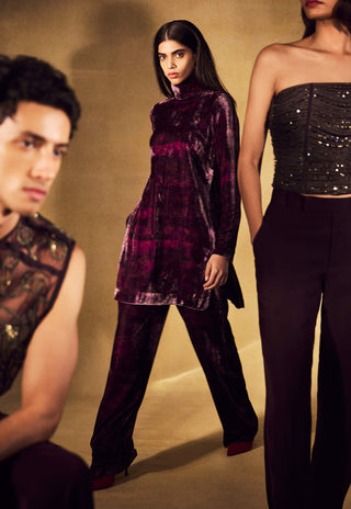 Aurora plum monogram tunic with pants