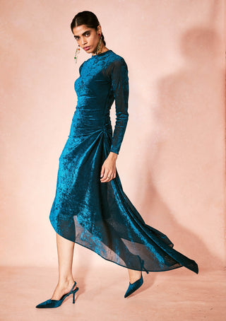 Midnight drape velvet dress