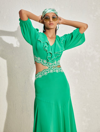 Namrata Joshipura-Kelly Green Cut-Out Dress-INDIASPOPUP.COM