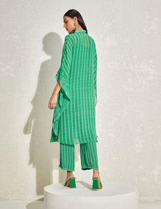 Namrata Joshipura-Kelly Green Aster Stripes Kaftan Set-INDIASPOPUP.COM