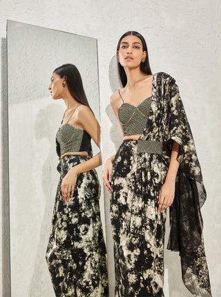 Namrata Joshipura-Black Metallic Draped Sari And Blouse-INDIASPOPUP.COM