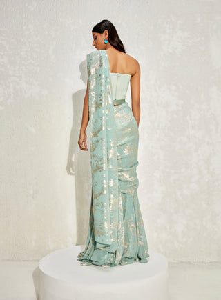 Namrata Joshipura-Jade Metallic Corset Pleated Sari Set-INDIASPOPUP.COM